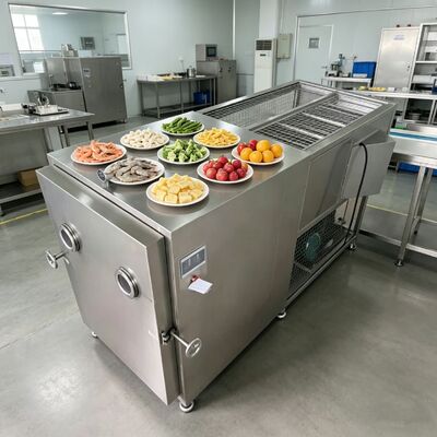 100кг партии Продовольственный вакуумный морозильный сушильщик 3800 1550 1850 мм вместимость идеально подходит для сохранения деликатных пищевых текстур и вкусов